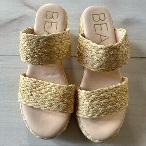 NEW BEACH by Matisse Ocean Ave Womens Platform Slide Raffia Slip On Sandals